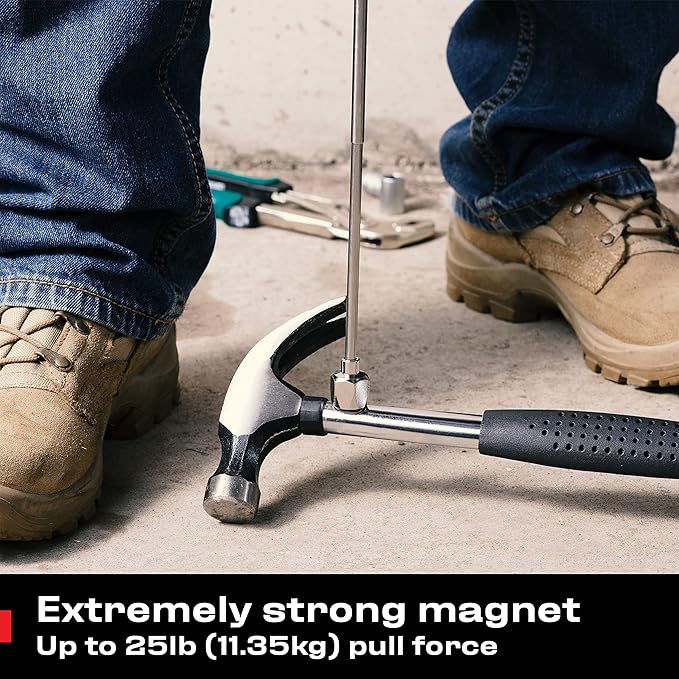 NoCry Telescoping Magnetic Pickup Tool with an Extra Strong 25lb Pull Force ??Stainless Steel Magnet Stick Extendable up to 30in; Non-Slip Rubber Handle; Rust Proof and Corrosion Resistant