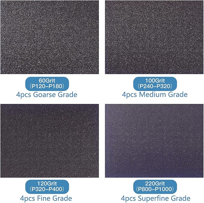 16Pcs 60/100/120/220 Grit Sanding Sponge, Jamiikury Wet Dry Sanding Blocks Washable and Reusable Sandpaper Sponge for Wood Metal FurniturePaint and Drywall (Coarse, Medium, Fine