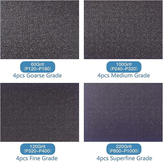 16Pcs 60/100/120/220 Grit Sanding Sponge, Jamiikury Wet Dry Sanding Blocks Washable and Reusable Sandpaper Sponge for Wood Metal FurniturePaint and Drywall (Coarse, Medium, Fine