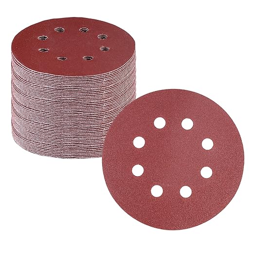 WORKPRO 100-Piece 150 Grit Sanding Discs - 5-Inch 8-Hole Hook and Loop Sandpaper for Random Orbital Sander (Not for Oscillating Tools or Mouse Sander)