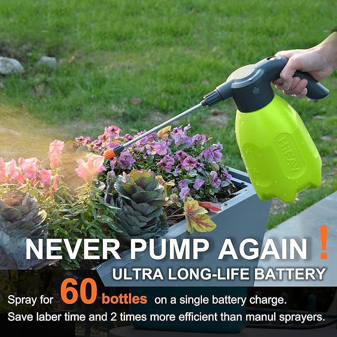 ES2-PRO Electric Spray Bottle 2L/0.5Gallon, Rechargeable Battery Powered Sprayer Spray 60 Bottles On a Single Charge, Automatic Plant Mister竊똏ump Sprayer,Indoor Watering Can for Plants