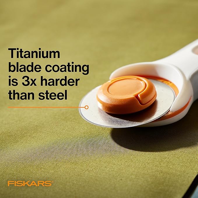 Fiskars 45mm Titanium Rotary Blades (2 Pack) - Rotary Cutter Blade Replacement - Crafts, Sewing, and Quilting Projects - Grey