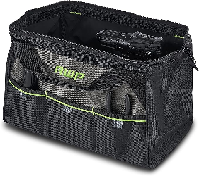 AWP Tool Bags, Premium Tool Bag, Black, Durable Tool Tote, for Professionals and Contractors