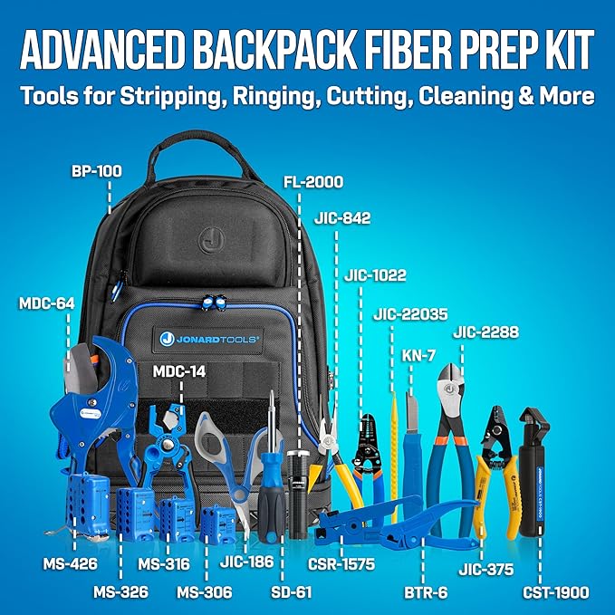 Jonard Tools TK-179B Advanced Backpack Fiber Prep Kit