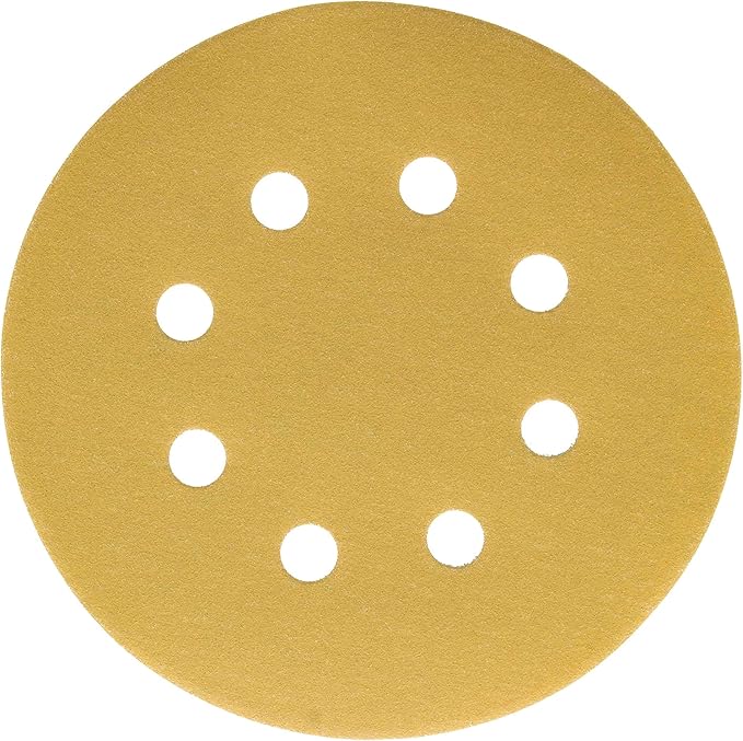 Dura-Gold Premium 240 Grit 5" Sandpaper Discs, 8 Hole Pattern Dustless, 50 Discs - Hook & Loop Backing for Orbital DA Sander, Detailing Finishing Color Sanding Automotive Paint Woodworking
