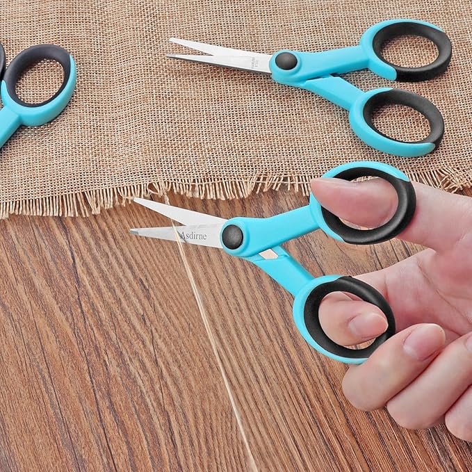 5??Detail Scissors, Embroidery Scissors with Sharp Stainless Steel Blade and Soft Handles, Great for Sewing, Craft, Office and School, 3 Pcs, Blue/Black