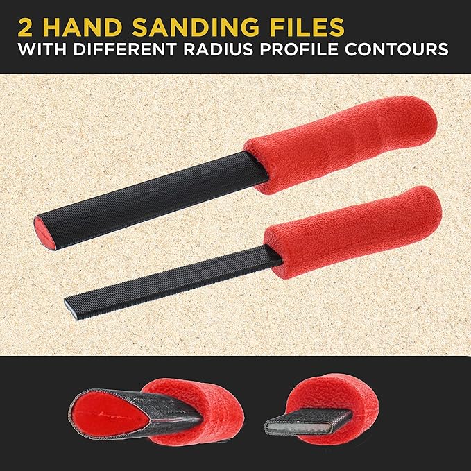 Dura-Gold Luthier Acoustic Guitar Master Woodworker Hand Sanding Block Set with 40 Sheet Hook & Loop Sandpaper Kit - Music Radius Repair Tools, Convex & Concave Profile Shapes, File Sticks - Sand Wood