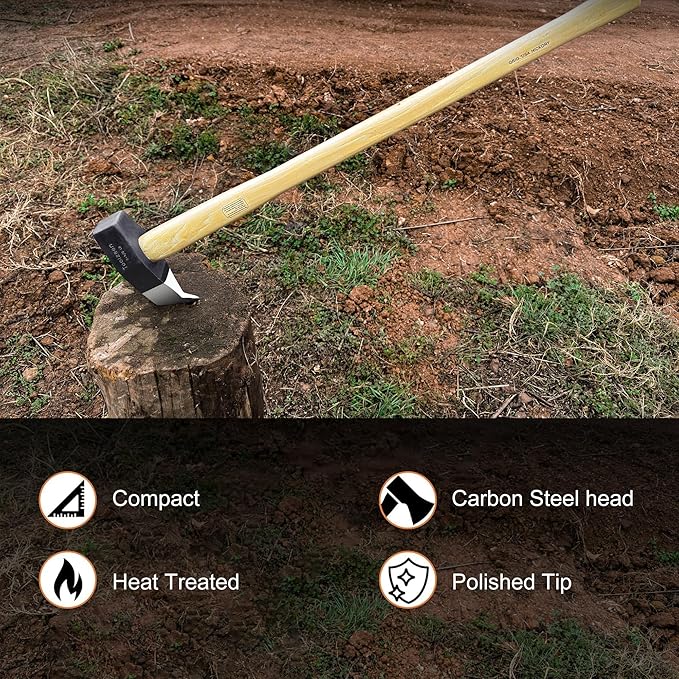 Splitting Maul- Wood Splitter Maul 6 1/2 lbs Head- Heavy Duty Wood Splitter Axe with 36" ergonomics Hickory Handle for Hardwood竊똂ampfires竊똅irewood(36inch Splitting Maul)