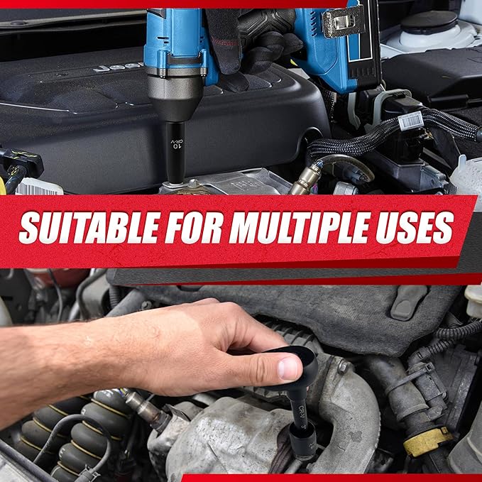 49PCS 3/8??Impact Socket Set,Drive Deep and shallow Impact Socket Set,SAE&Metric(5/16"-3/4",8mm-22mm) with Extension Bars,Universal Joint and Adapter,CR-V Steel,6-Point