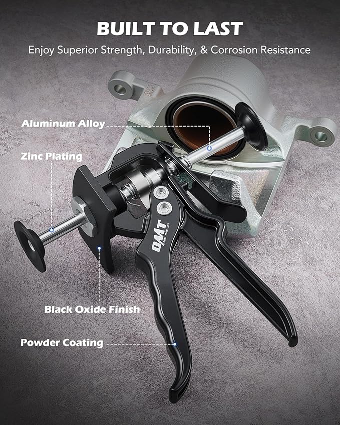 Orion Motor Tech Speedy Brake Caliper Compressor, Heavy Duty Single Dual Brake Piston Compressor Tool for Brake Pad Replacement, Disc Brake Caliper Tool Compatible with Most Cars & Trucks, Black