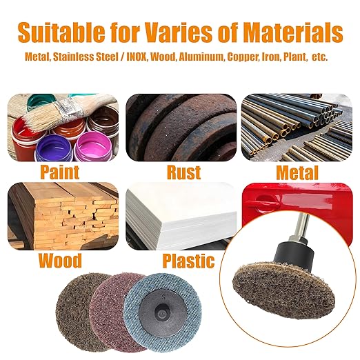 Merryland Surface Conditioning Disc 2 inch for Die Grinder, 2inch Mixed Quick Change Disc 25 Pack with 1/4 inch Shank, Sanding Disc Nylon Non-Woven Paint Rust Metal Steel Iron, DGTAA27C4