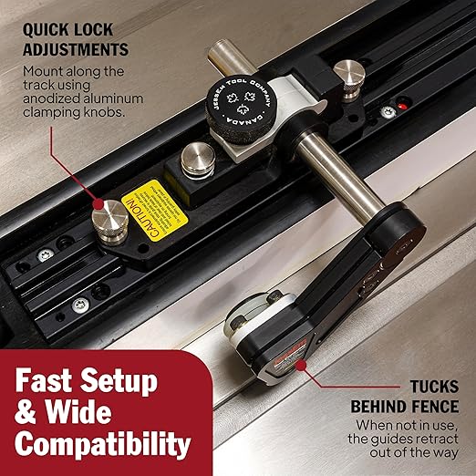 JessEm 04301 Clear-Cut TS Stock Guides – Precision Table Saw Stock Control with Roller Bearings for Safer, Cleaner, and Accurate Cuts