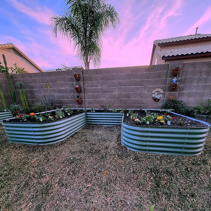 Vego garden 17" Tall U-Shape Raised Garden Bed Metal Raised Planter Bed for Vegetables Flowers Ground Planter Box, Jumbo Size