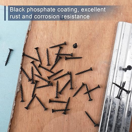 210pcs #6 횞 1-1/4 inch High Hardness Drywall Screws, Black, Coarse Thread, Phillips Drive, Bugle Head, Black Wood Screws, Wood and More (1-1/4 in, 210)