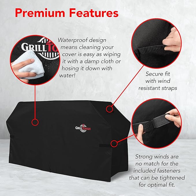 Heavy Duty Griddle Cover for Outdoor Griddle, Fits 28 Inch Griddle ??Waterproof, Weather Resistant, UV & Fade Resistant with Adjustable Straps ??Flat Grill Cover, Black
