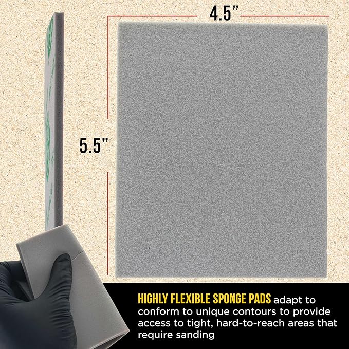 Dura-Gold Double-Sided Sanding Sponge Grit Variety Pack, Box of 20, Grits 180, 240, 320, 400, 800-4.7" x 3.9" Wet or Dry Flexible Softback Sandpaper Sponges, Hand Sanding Block Pad, Wood Metal Paint