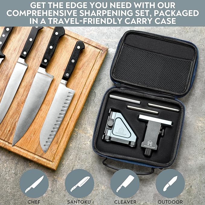 Rolling Knife Sharpener with Adjustable 10째 to 40째 Options and Adjustable Grinding Height, Knife Sharpener Kit, Roller Knife Sharpening System