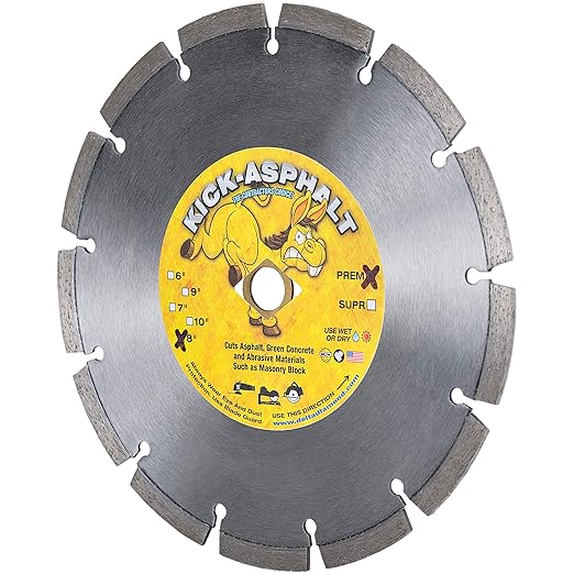 Delta Diamond Kick-Asphalt 8 Inch Diamond Blade, Segmented, Wet/Dry Cutting Asphalt, Green Concete, Masonry Block, and Similar Materials (8")