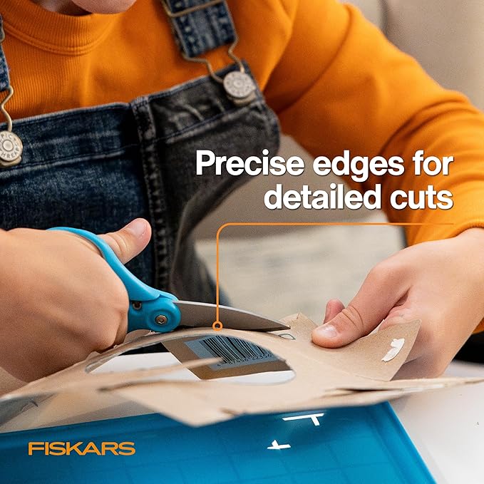 Fiskars Kids Super Scissors ??Cutting Power for Cardboard, Foam, Felt & More with SoftGrip Handles, For Crafting and School Supplies, 6 inches