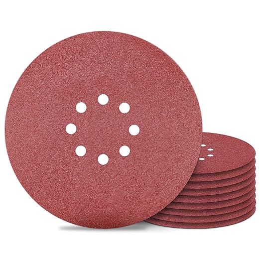 Awutzut 9 inch Sanding Discs 100 Grit 8 Holes Hook and Loop Sandpaper for Drywall Sander 10Pack