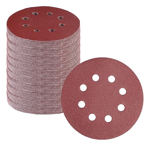 WORKPRO 150-Piece 100 Grit Sanding Discs - 5-Inch 8-Hole Hook and Loop Sandpaper for Random Orbital Sander (Not for Oscillating Tools or Mouse Sander)