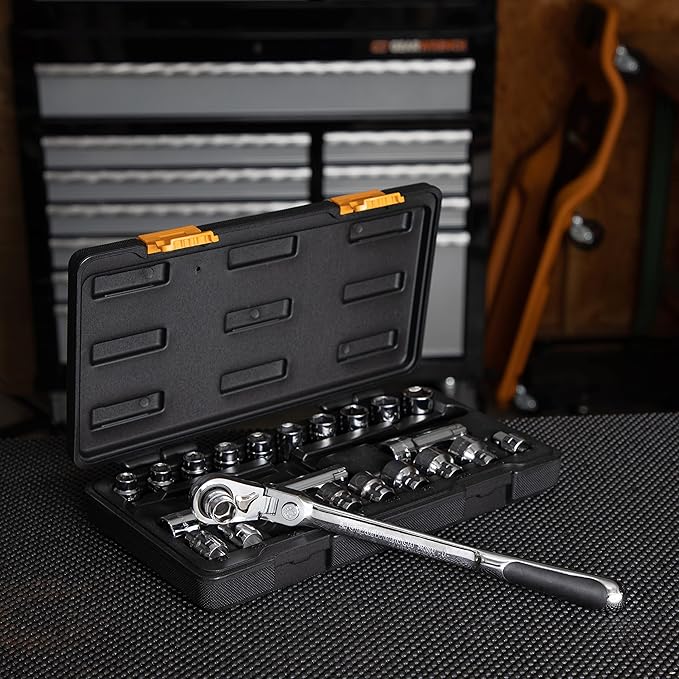 GEARWRENCH 23 Piece 3/8" Drive Pass-Thru??6 Point Standard SAE/Metric Mechanics Tool Set | 893823 (Pack of 6)