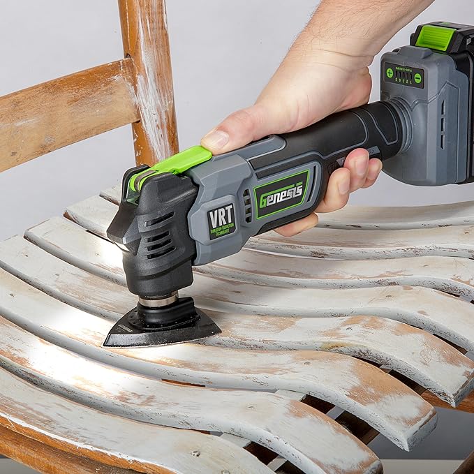 Genesis G20MAX 20V Brushless Oscillating Multi-Tool, Vibration-Reduction Technology (VRT), with Battery, Charger and Accessories (GLMT20BH)