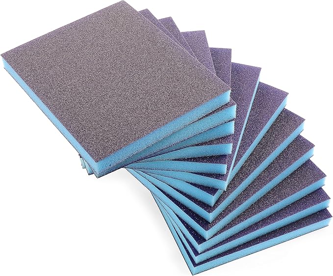12Pcs 120 Grit Sanding Sponge, Jamiikury Fine Sanding Blocks Washable and Reusable, Wet Dry Sandpaper Sponge for Wood Metal Furniture Paint and Drywall