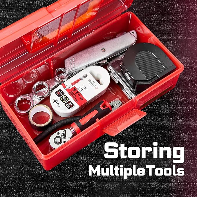 Plastic Tool Box with Lids and Handle,Portable Small Part Organizer Mini Clear Storage Case for Hardware,Screws,Bolts,Nails,Beads,Jewelry and Fishing Accessories Storage,Home DIY(Red)