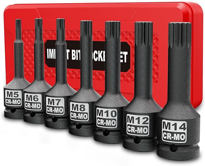 3/8" Drive Master Impact XZN Bit Socket Set, 7-Pieces: M5 - M14, Cr-Mo Steel, Heavy Duty Storage Case