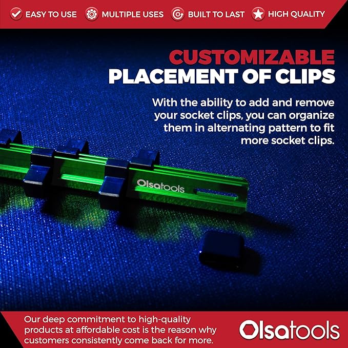Olsa Tools 1/2-Inch Drive Aluminum Socket Organizer | Premium Quality Socket Holder (GREEN)