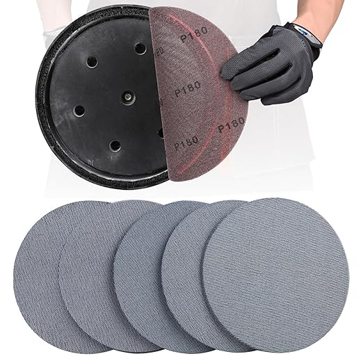 9 Inch Premium Ceramic Mesh Sanding Disc 180 Grit, 25 Pack Round Hook and Loop Mesh Anti-Clogging Drywall Sandpaper Disc Dust Free for Drywall Sander