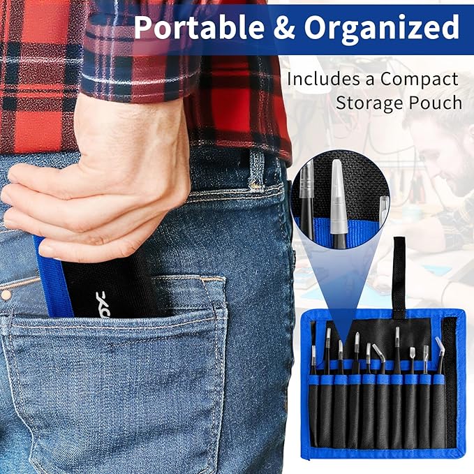 Precision Tweezers Set, XOOL 10 PCS ESD Tweezers Set, Anti-Static Stainless Steel Tweezers Kit, Multi-standard Stainless Steel Tweezers for Lab, Electronics, Jewelry and Detailed Work