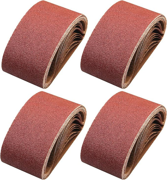 4x24 Sanding Belts for Belt Sander 4 x 24,5 Each of 40 80 120 240 Grits Aluminum Oxide Belt Sander Paper, 20 Pack