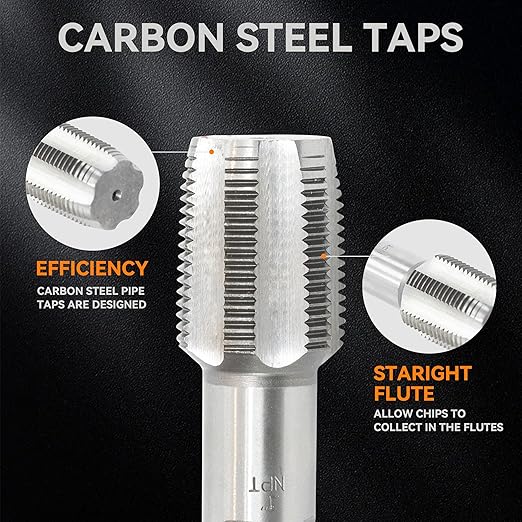 HFS(R) 6-piece NPT pipe tap set Machine Screw Metric Tap and Die Bit Set竊똲izes includes 1", 3/4", 1/2", 3/8", 1/4", and 1/8"