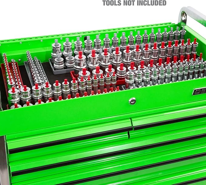 OEMTOOLS 22413 6 Piece SAE and Metric Socket Tray Set, SAE and Metric Socket Storage for Sizes 1/4", 3/8?? and 1/2" Drive, Socket Holders and Socket Organizer Tray for Toolbox, Red/Grey