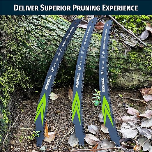 15 Inch Japanese Teeth Reciprocating Saw Blades, Ultra-Fast Arc Edge Blades for Wood Pruning and Tree Cutting, 6TPI Reciprocating Saws Compatible with Most Tools