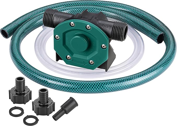 Self-Priming Mini Hand Water Transfer Drill Pump Kit with Water Hose & Oil Hose for Home Water Oil Fluid Transfer