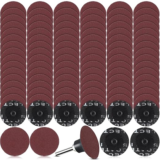Newwiee 150 Pieces 2 Inch Sanding Discs 180 Grit Roll Lock Discs Die Grinder Sanding Disc for Surface Prep Strip Grind Polish Finish Burr Rust Paint Removal Red