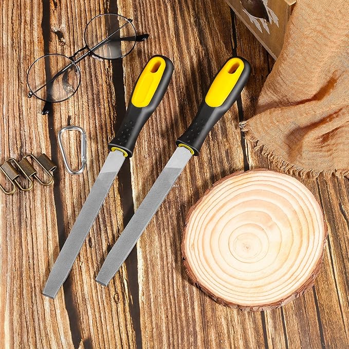 Zhehao 2 Pieces Flat File Metal Axe Sharpener File Steel Rectangular 6 Inch Mill Hand Single Cut Hardened with Handle for Metal Axe Sharpening Extended Use