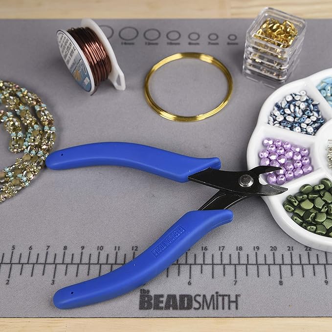 The Beadsmith Heavy Duty Side Cutter, 6 inches (152mm) with Blue Comfort Grip Handle and no Spring, Tool for Jewelry Making, Electronics or Micro Mechanics