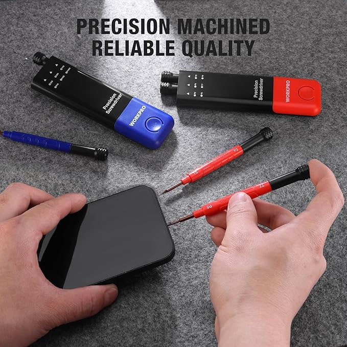 WORKPRO 6-Piece Precision Screwdriver Set, 12 Sizes Double-Ended Small Screwdrivers with Phillips, Slotted, Pentalobe and Torx Tips, Mini Screwdriver for Eyeglasses, Watches, Computers and Phones