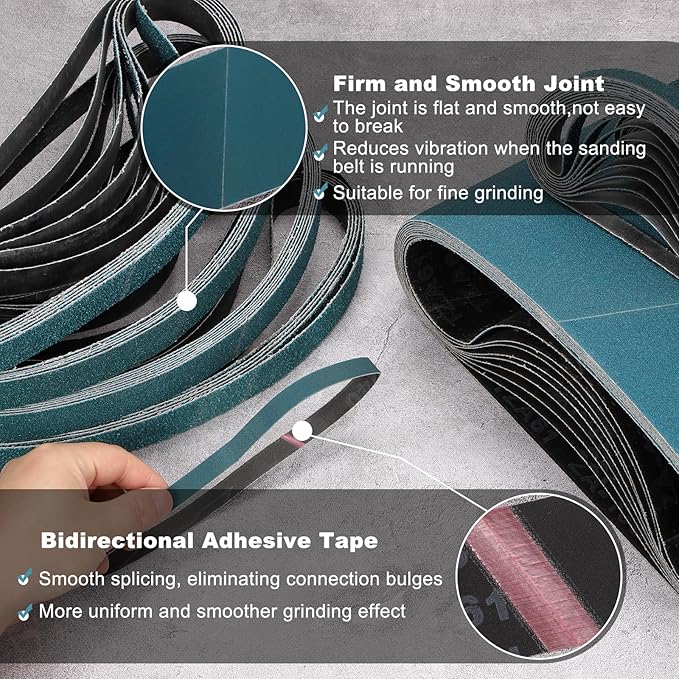 HARFINGTON 1/2 x 24 Inch Sanding Belts, 10 Pcs 40 Grit Zirconia Abrasive Belt Sander File Belt for Woodworking, Metal Polishing, Knife Sharpener