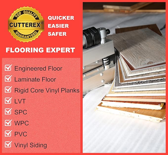 13" Laminate Floor Cutter, Vinyl Floor Cutter - Meet Multi-Angle/Length Cutting, A Flooring Tool also Cuts-Engineered Wood Floor, LVP, VCT, SPC, WPC, Long Life HSS Blade Mounted!