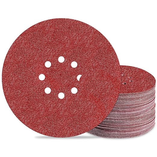 9 inch Sanding Discs 40 Grit 8 Holes Hook and Loop Sandpaper for Drywall Sander 60Pack