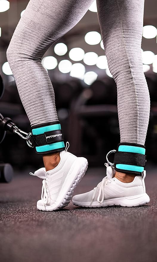 Fitgriff짰 Ankle Straps V1 for Cable Machine (2 Pieces) - Gym Workout Equipment - Leg Pulley Attachment, Kickback Straps