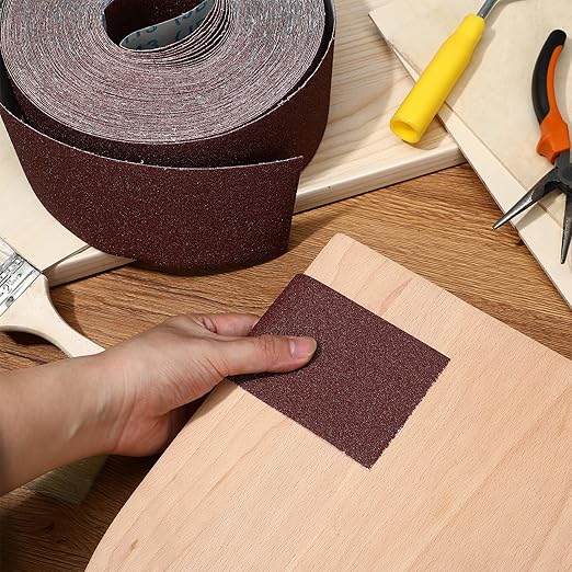 60 Grit Abrasive Sandpaper Roll 3''x100 ft Long Roll of Emery Cloth Sand Paper Sanding Belt Aluminum Oxide for Drum Sander Continuous Sandpaper Wood Furniture Wet and Dry Sanding