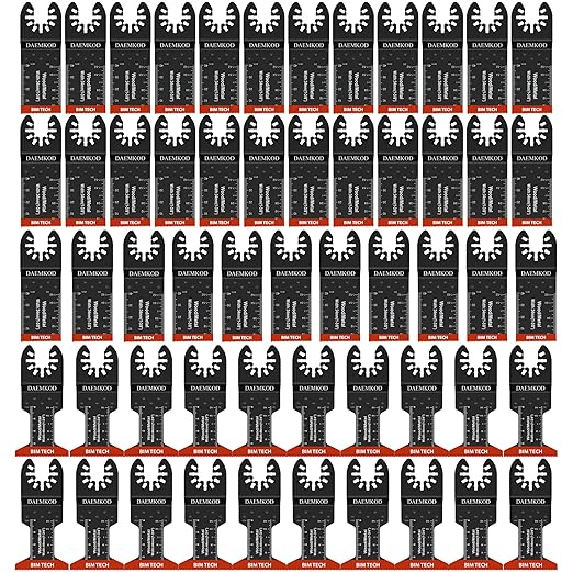 55 Pack Bi-Metal Saw Blades, Quick Release Multitool Blades for Soft Metal Hard Wood Plastic, 34MM and 44MM Multi Tool Blades Kits, Saw Bldes for Oscillating Tool Accessories