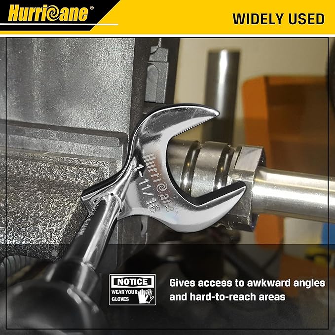 HURRICANE 1/2??Drive Crowfoot Wrench Set, 14 Piece Jumbo Crowfoot Flare Nut Wrench Tool Set, SAE Sizes from 1-1/16" to 2" with Storage Tray, With Fully Polished Chrome Finished