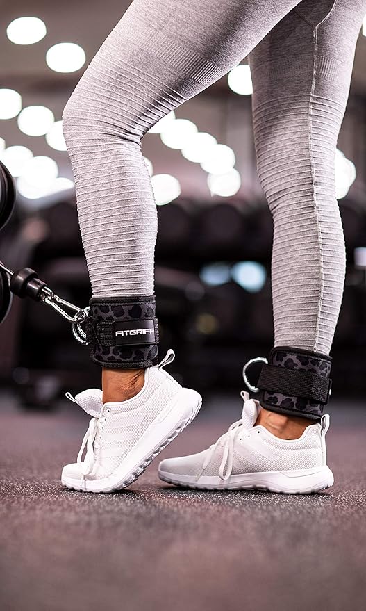 Fitgriff짰 Ankle Straps V1 for Cable Machine (2 Pieces) - Gym Workout Equipment - Leg Pulley Attachment, Kickback Straps
